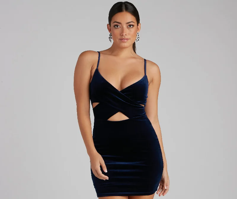 Night Life V-Neck Wrap Velvet Mini Dress