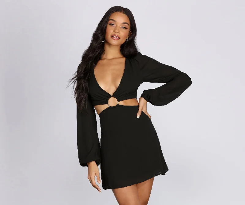 O-Ring Waist Cut Out Mini Dress