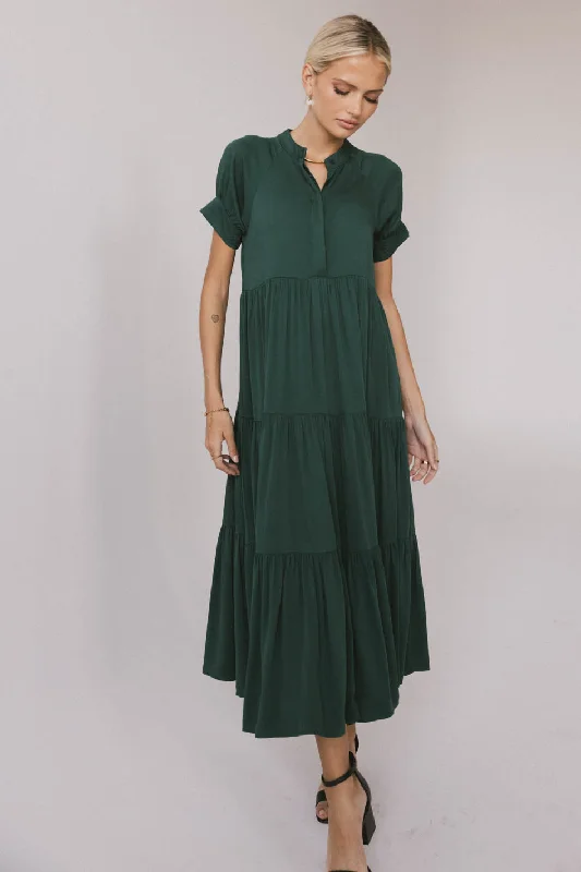 Amanda Tiered Dress in Emerald