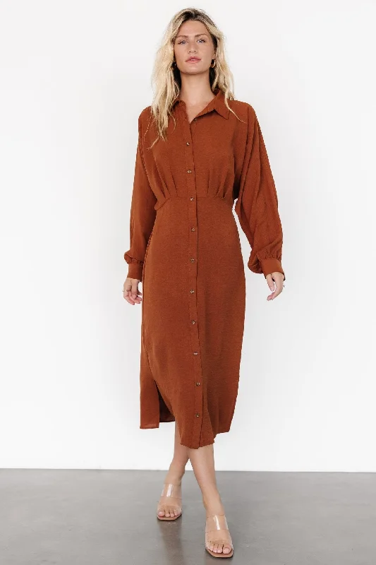 Marla Button Dress | Copper