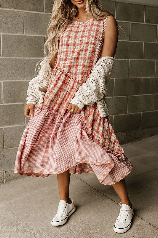 Sadie Plaid Midi Dress