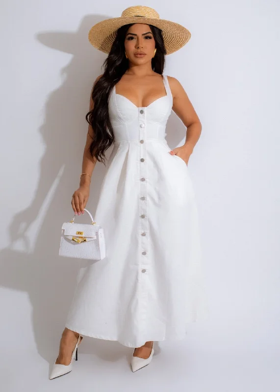 Timeless Feel Midi Dress White