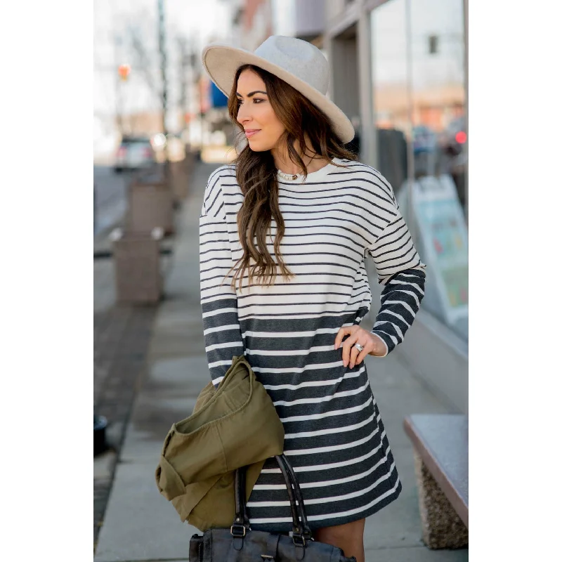 Two Toned  Stripe Dress