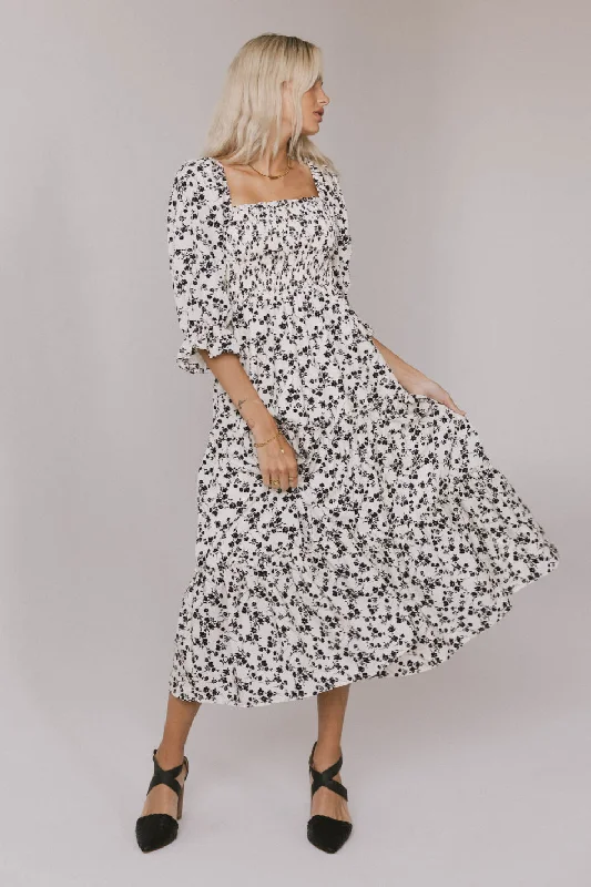 Kiran Floral Maxi Dress in Cream