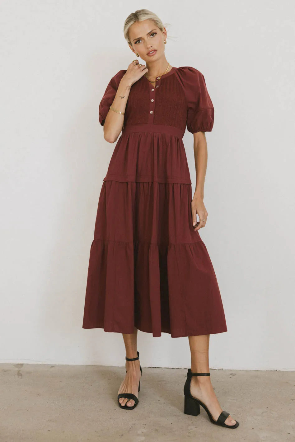 Leandra Maxi Dress in Burgundy