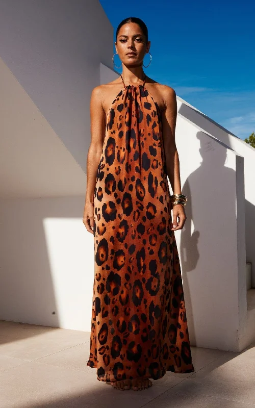 HALO Lorenzo Maxi Dress in Jungle Leopard