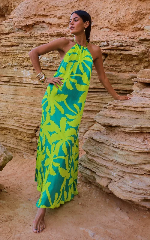 HALO Lorenzo Maxi Dress in Lime Palm