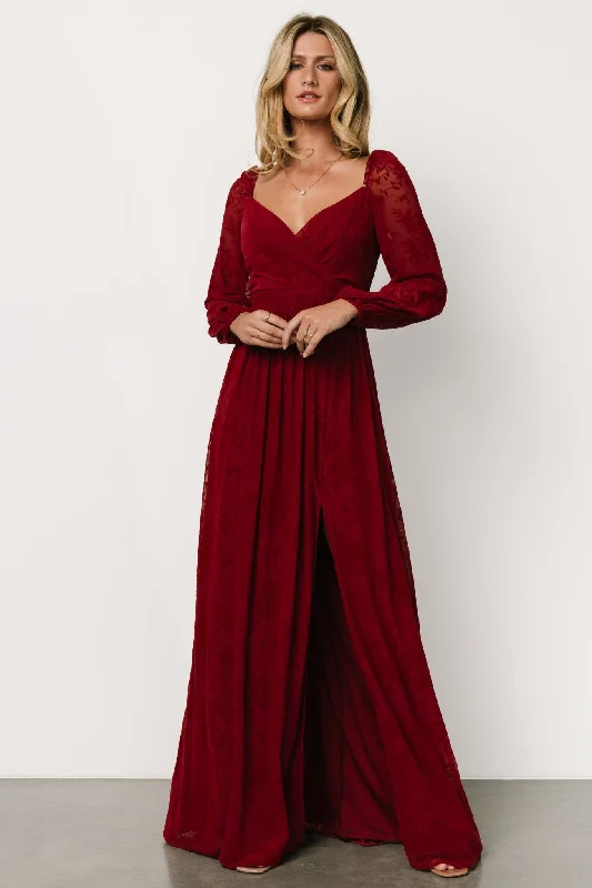 Mable Velvet Maxi Dress | Crimson