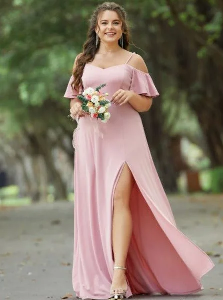 Aurora cold shoulder bridesmaid dress with split in more colours