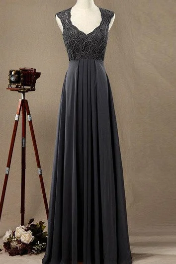 Floor-length Strapped Chiffon&Lace Dress