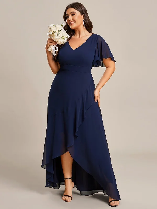 Sharana sleeved hi low bridesmaid dress in chiffon