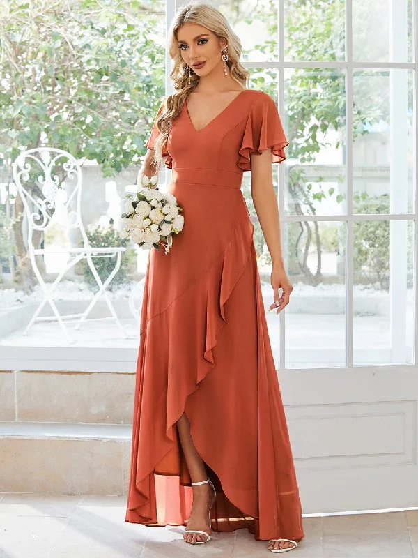 Sharana sleeved hi low bridesmaid dress in more colors