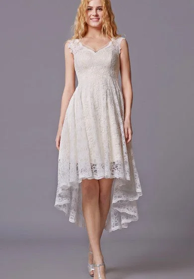 Traditional Twist Wedding Dress With Sleeveless Lacy Style and Asymmetrical Cut