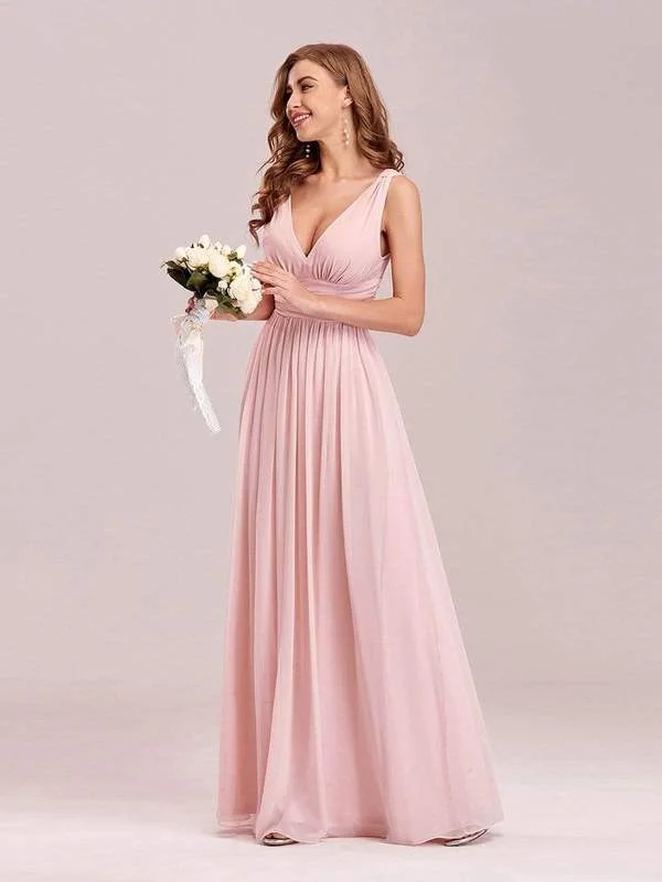 Veda V neck and back classic chiffon bridesmaid dress