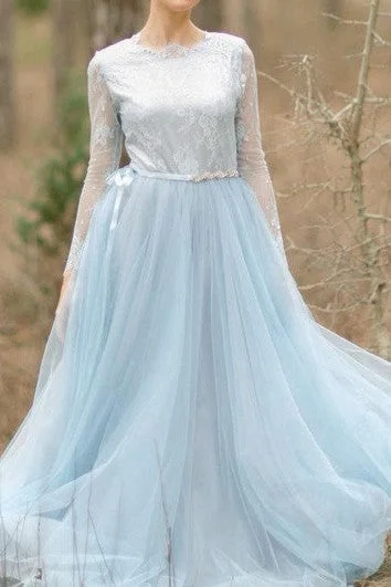 Wedding Tulle Tulle With Lace Bodice With Lace Sleeves Wedding Designers Wedding Gray Bridal Blue Bride Dress